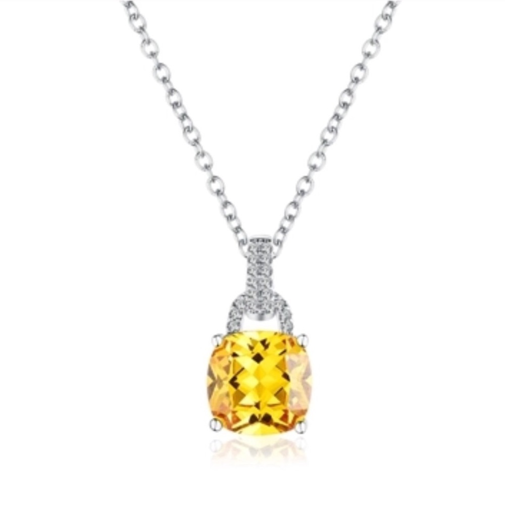 CZ Crystals Yellow Adjustable Necklace New